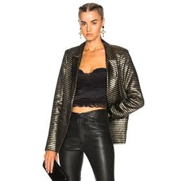 RTA Denim Iggy Blazer Metallic Lurex Stripe Size Small New - Picture 2 of 9